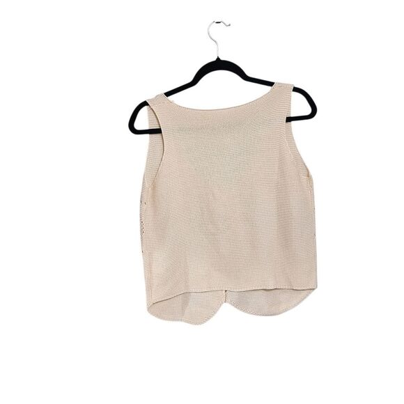 Cream Knit Vest Top M Button Loose Knit Boho Western Country Cowgirl Festival - Picture 2 of 4